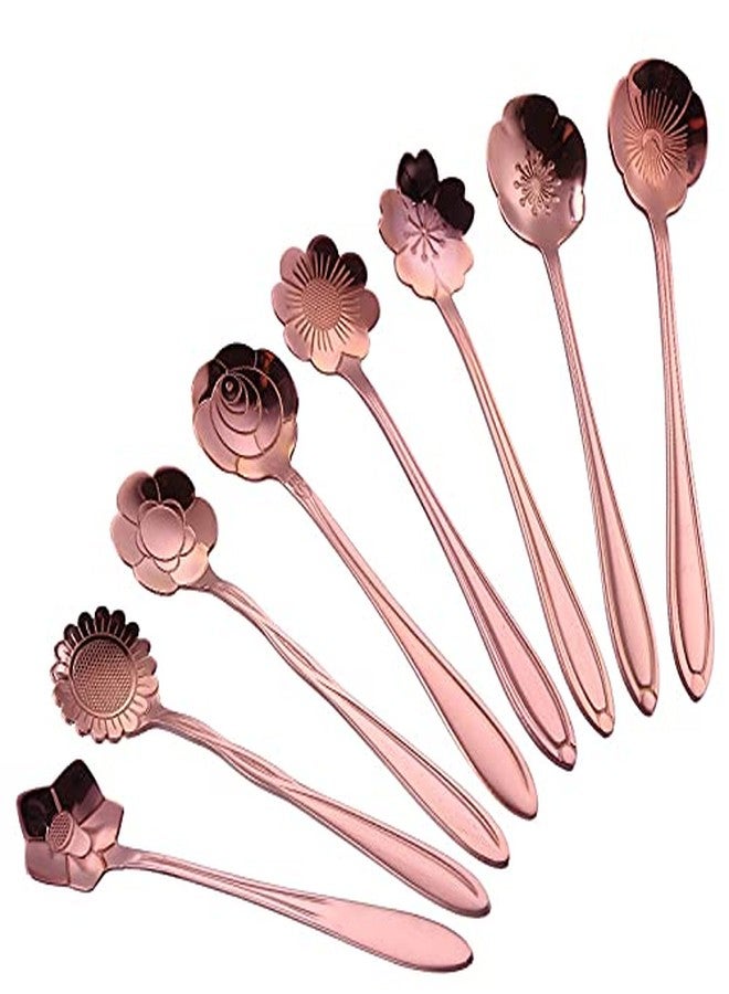 Litvibes Stainless Steel Creative Tableware Flower Dessert Spoon,Coffee Spoon,Sugar Spoon,Mixing Spoon,Tea Spoon,Stirring Spoon,Cake and Ice Cream Spoon,Stir bar Rose Gold Spoons -Set of 6 (Random) - Image 5